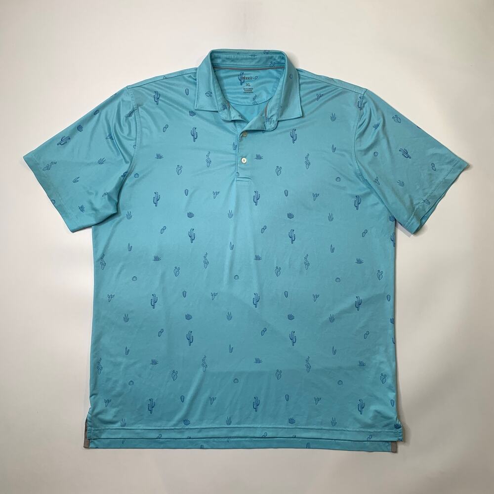 Johnnie-O Polo Shirt Mens XL Ibiza Kit Cactus Motif Quick Dry Performance Golf - Picture 2 of 10